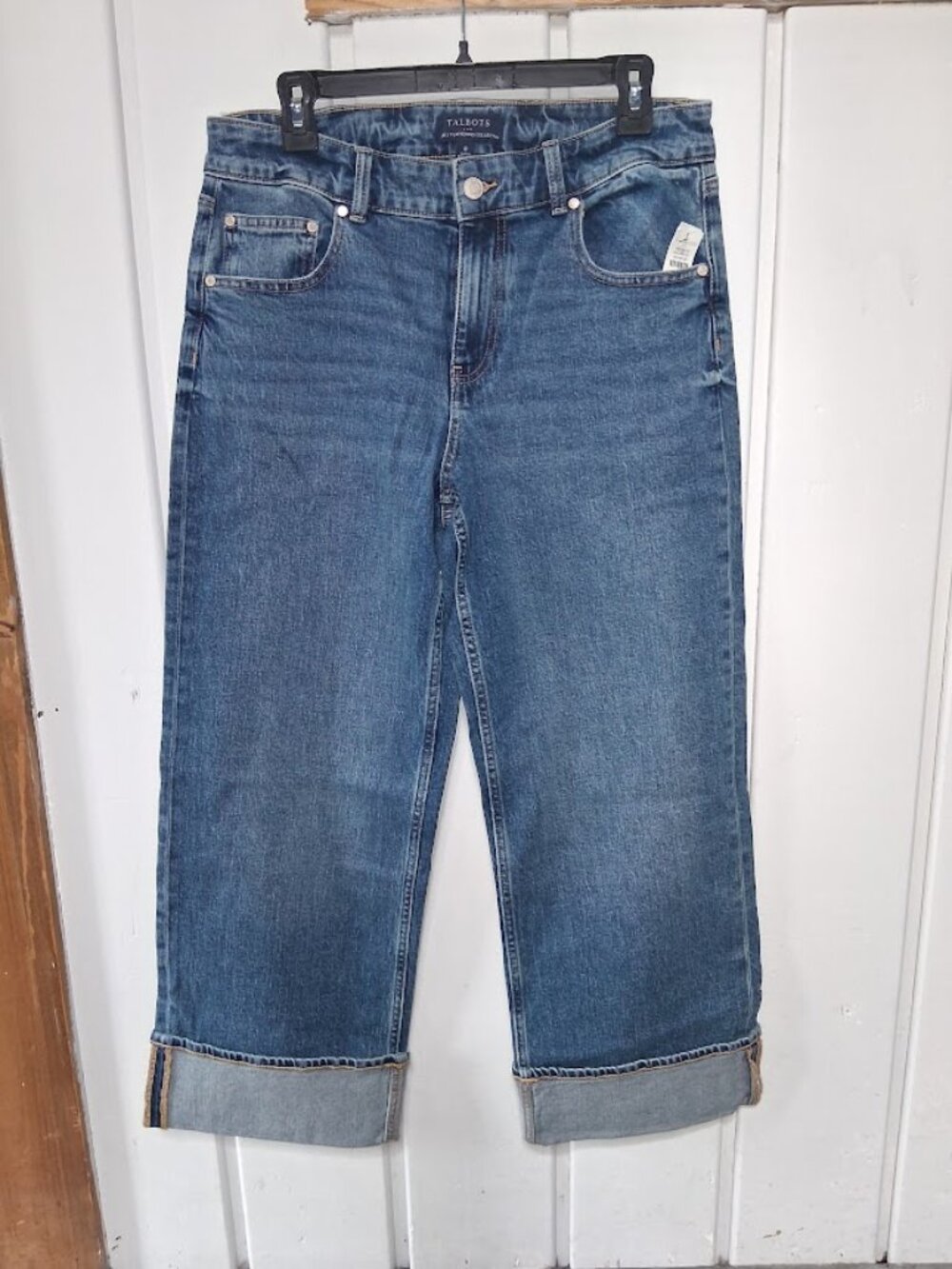 Talbots Simply Flattering Wide Leg Medium Wash Stretch Denim Jeans NWT Sz 8